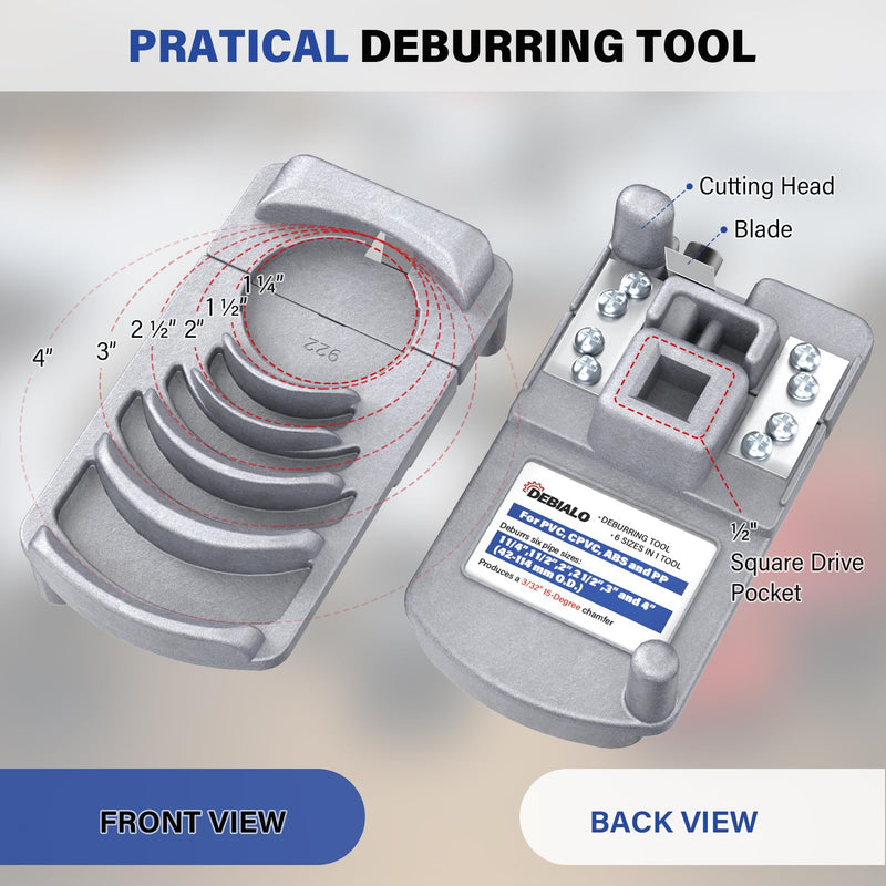 [Australia - AusPower] - Deburring Tool for Plastic Pipe, Professional PVC Pipe Reamer Deburrs Six Pipe Sizes: 1 1/4-Inch - 4-Inch, Effective Pipe Reamer Deburring Tool for PVC Pipe Reamer w/Sharp Blade, PVC Chamfer Tool 6 Sizes 