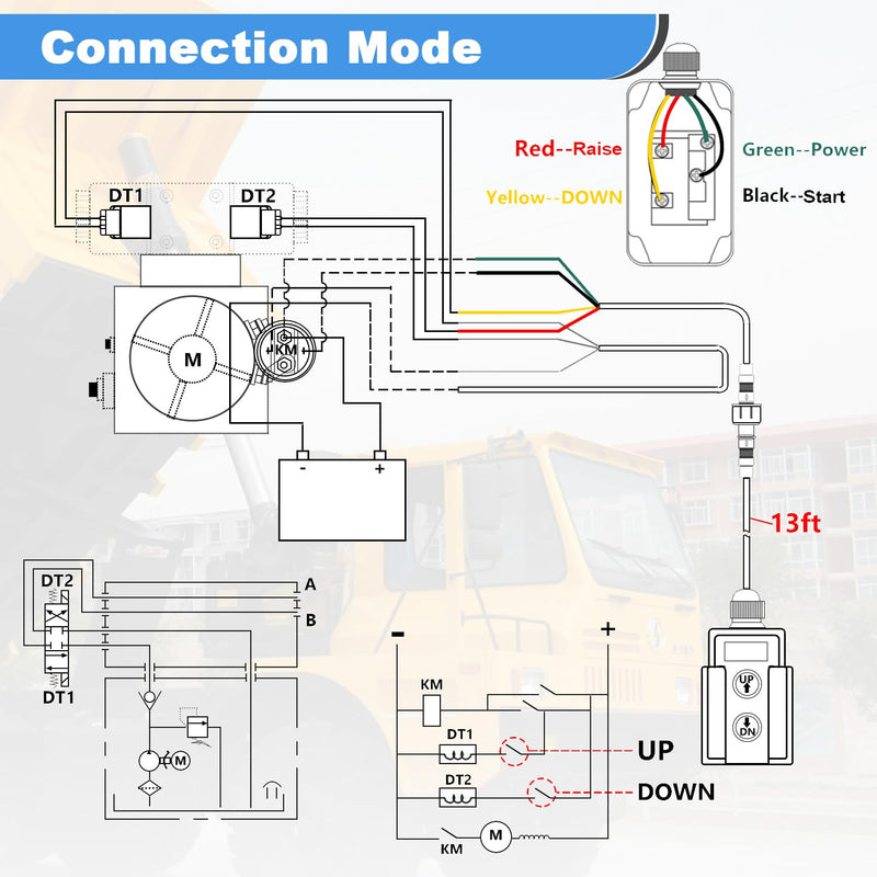[Australia - AusPower] - mxuteuk 4 Wire Dump Trailer Remote Control Switch 12V DC Up Down Switch for Double Acting Hydraulic Pump Lift Winch Dump Bed G018-4W 