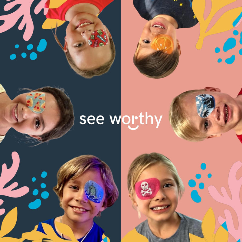 [Australia - AusPower] - See Worthy Foodie Eye Patches - Innovative, Smart Adhesive Technology - Breathable & Comfortable Eyepatch for Lazy Eye - Soft Eye Patches, Concave Shape & Fun Designs (48 per Box) Packaging May Vary O 