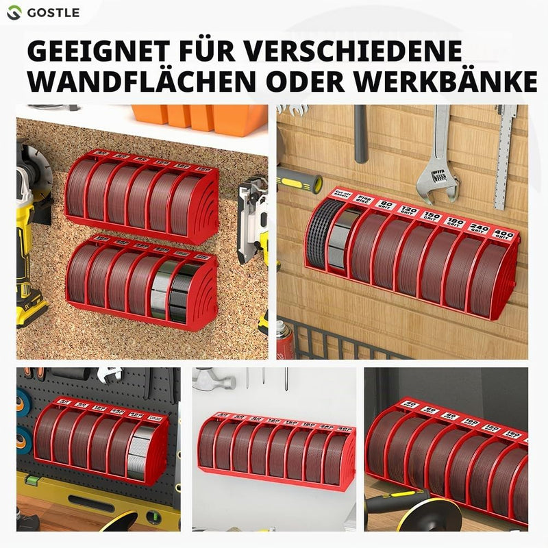 125 mm Sanding Discs Storage Box - Set of 10 Boxes, Red, Space-Saving, Stackable, with Grit Categorisation for Workshop and Random Orbital Sander Accessories 10.0