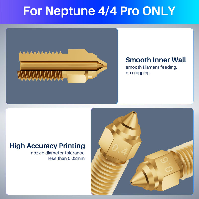 ELEGOO 10pcs Multi Size Nozzles for Neptune 4 and Neptune 4 Pro 3D Printer, Brass Hotend Nozzles 0.2/0.4/0.6/0.8mm with Cleaning Kits Brass-Neptune 4/4 Pro