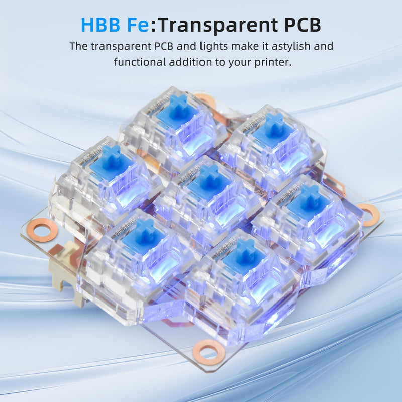 [Australia - AusPower] - BIGTREETECH HBB Fe Hot-Key Button Board Quick Control Keyboard with Preset Keys and RGB Lighting for Klipper Voron2.4/Trident/Switchwire 3D Printer Fit for BTT Pi 1/2 Manta M8P KNOMI, Transparent PCB 