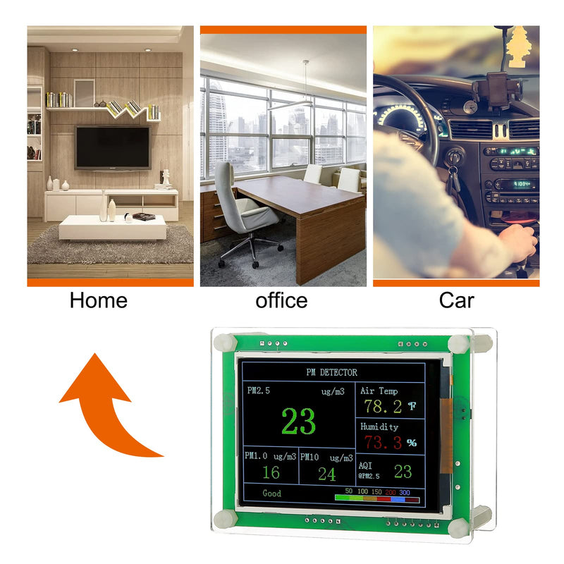 [Australia - AusPower] - Air Quality Monitor pm2.5 pm10 pm1.0 Detector Indoor air Quality Test kit for Cars,Home,Office,Hotel etc (PM2.5,AQI) A1-PM2.5+AQI 