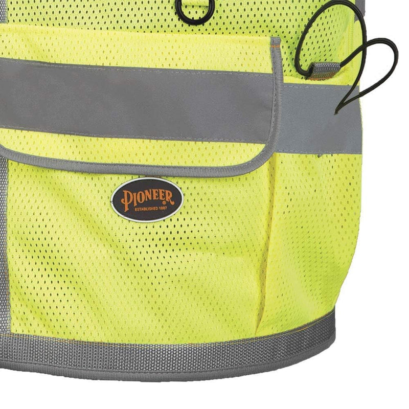 Pioneer Surveyor Safety Vest for Men – Hi Vis Reflective Neon, Cool Mesh, Padded Collar, 11 Pockets, Zipper, 2” Tape – Orange or Yellow/Green XX-Large Green