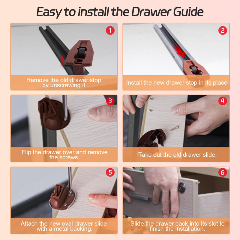 [Australia - AusPower] - Drawer Slides for kenlin Rite-Trak II Replacement 168 Track Guides, 5 Sets of Rite Track 2 Drawer Repair Parts, UNIVERSAL Drawer Guide for Dresser, Nightstand Drawers from Most Furniture Manufacturers 