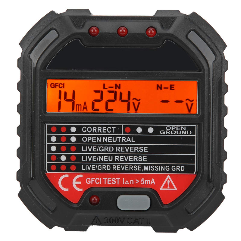 [Australia - AusPower] - HT107B 90-250V Socket Tester 3-Pin Outlet Tester Receptacle Tester Frequency Phase Voltage Leakage Voltage Test Electric Circuit Detector 