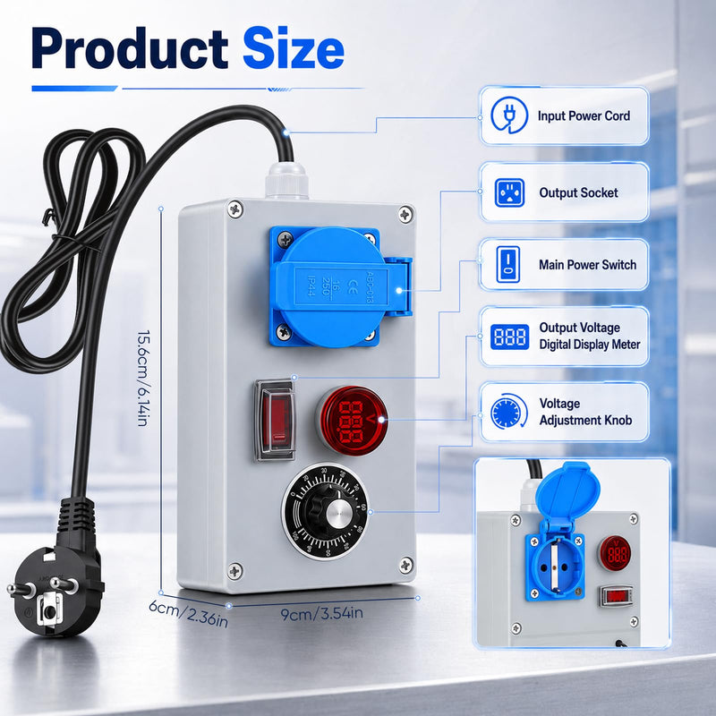 Voltage Regulator Electric Speed Controller 230V 4000W 18A with LED | 18A Max, 10A rated current, 4000W peak. Speed controller for fans, angle grinders, blowers, hand drills. Overload protection