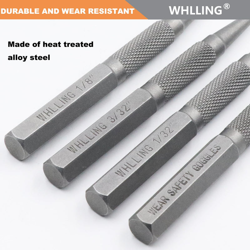 [Australia - AusPower] - 4-Piece Nail Setter Punch and Center Punch Set, Heat Treated Alloy Steel with Knurled Grip Most Commonly Used Sizes for Carpenters Woodworkers 
