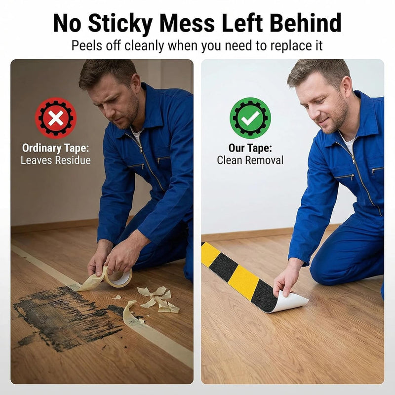 Anti Slip Traction Tape, Heavy Duty Grip Tape for Outdoor Stairs Step Treads Floors, Safety Non Slip Roll Waterproof Caution Black Yellow 2 Inch x 35 Ft
