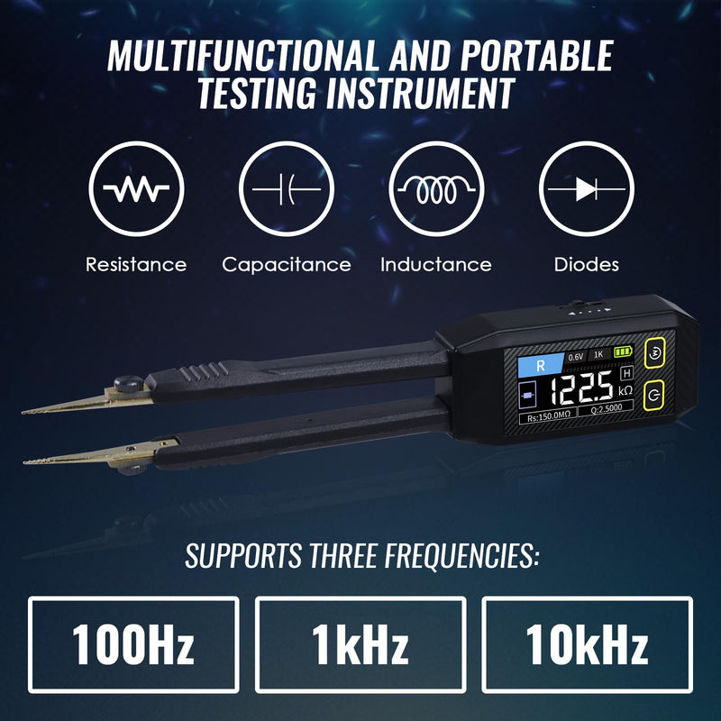 [Australia - AusPower] - 10kHz LCR Meter Tweezer, ESR Meter, Mini SMD Multimeter, Capacitance Inductance Continuity Diode Tester, Measurement Electronic Component Multimeter, Rechargeable Component Diode Tester-LCR-ST1 