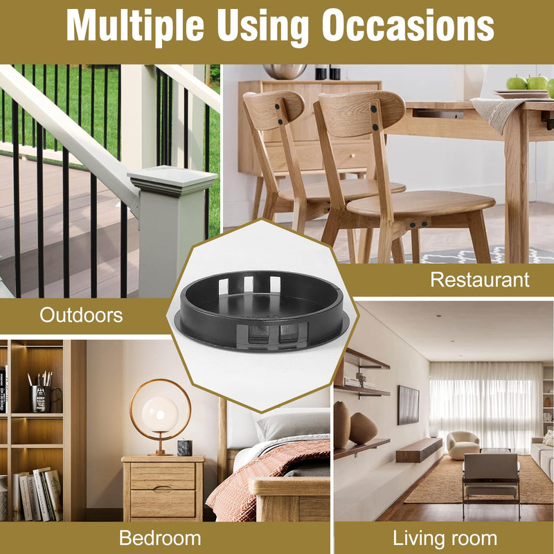 [Australia - AusPower] - 30pcs Plastic Hole Plugs, Snap in Locking Hole Tube Circular Locking Fastener Cover, Insert End Caps for Furniture Fencing Post Pipe - 60mm, Black 60mm | 2-3/8" 30 