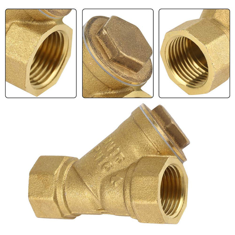 [Australia - AusPower] - Akozon Y Shaped Filter Ball Valve 1/2 Inch BSPP Female Thread Y Shaped Three Way Brass Strainer Filter Valve Connection for Water Oil Separation 