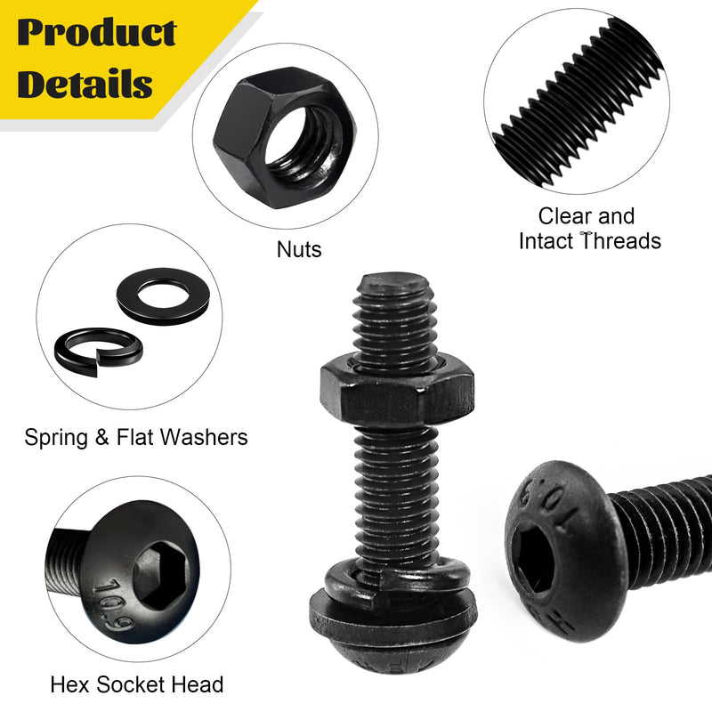 [Australia - AusPower] - 272PCS M5 Hex Socket Head Bolts Assortment Kit & 2200PCS M2 M3 M4 M5 Hex Socket Button Head Bolts Assortment Kit, Black Zinc Plated 
