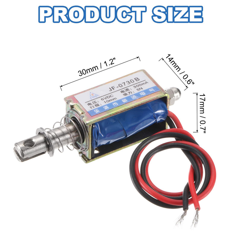 [Australia - AusPower] - QUARKZMAN DC 6V 0.3A Solenoid Electromagnet Push Type 5N 10 mm Hub Electromagnetic Actuator Open Frame Linear Motion JF-0730B Magnet Electromagnet 