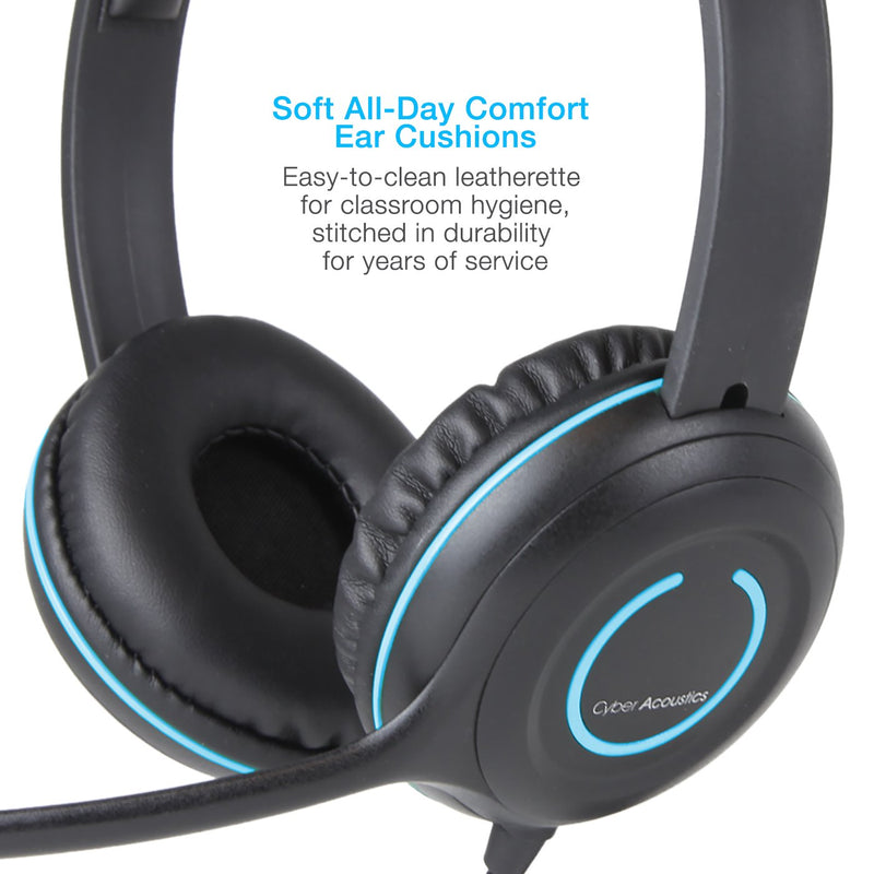 [Australia - AusPower] - Cyber Acoustics Stereo USB-C Headset (AC-5014) for PC & Mac, in-line Controls for Volume and Mic Mute, Noise-Canceling Mic with Adjustable Boom, Perfect for Classrooms or Home 