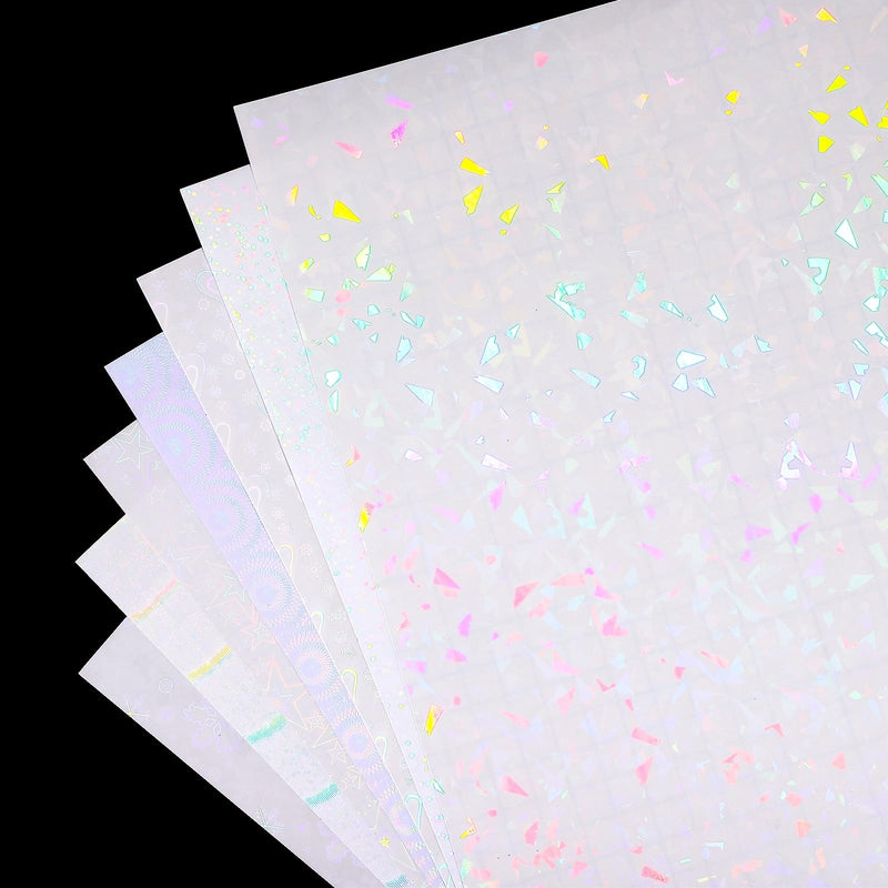 PATIKIL 12x8 Inch Holographic Laminate Sheets, 12Pcs Holographic Sticker Paper Transparent Vinyl Laminate Film A4 Waterproof Self Adhesive for Craft Books, Circle Pattern
