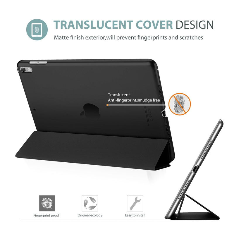 [Australia - AusPower] - Smart Case for 10.5” iPad Air 3rd Generation 2019 / iPad Pro 2017, Slim Stand Cover with Translucent Frosted Back for iPad Air 3 -Black Black 