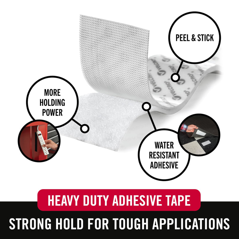 VELCRO Brand 90198 Industrial Strength | Indoor & Outdoor Use | Superior Holding Power on Smooth Surfaces | Size 15ft x 2in | Tape, White - Pack of 1 Heavy Duty VELCRO Brand Fasteners