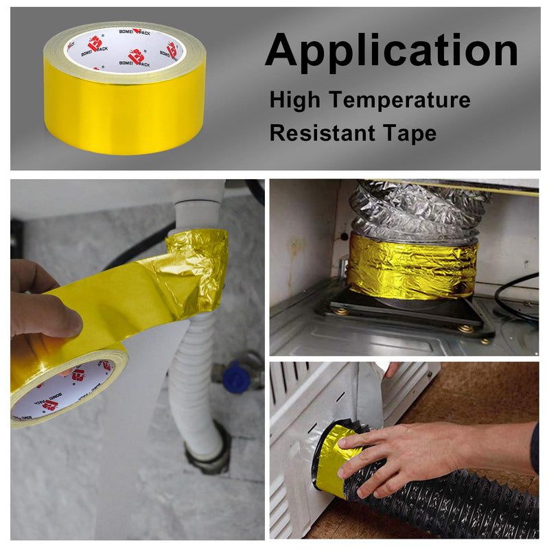 Aluminum Foil Duct Tape,Gold Foil Tape Heavy Duty,High Temperature Sealing and Patching,Perfect for HVAC,Air Ducts,Metal Repair,Foamboard,Insulation,Dryer Vent and More,3 Inches x 30 Yards,Gold 3 Inch