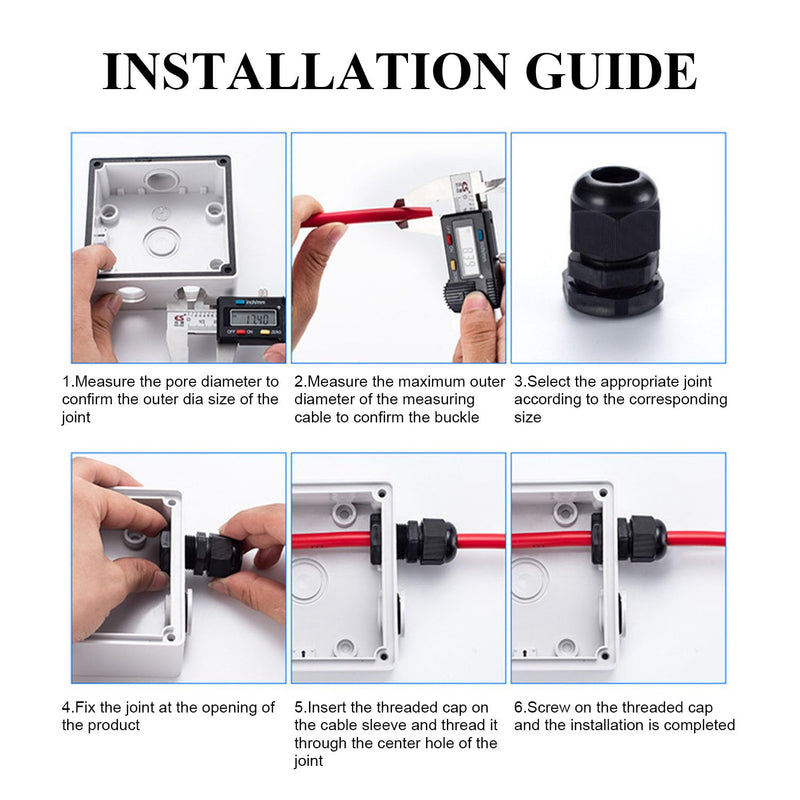 Fielect M25x1.5 Cable Gland 2 Holes Waterproof IP68 Nylon Joint Adjustable Locknut for 4-8mm Dia Wire 1Pcs 2 15mm 25mm 4-8