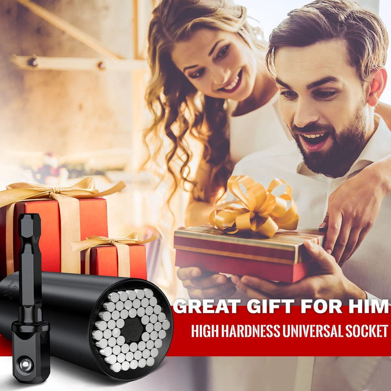 [Australia - AusPower] - Universal Socket Tool, Super Socket Unscrew Any Bolt, Adjustable Socket Drill with Adapter, Fathers Day Dad Gifts from Daughter Wife Son, Gifts for Him, Men, Kids, Boyfriends, 2 PCS, Black 2 Set 