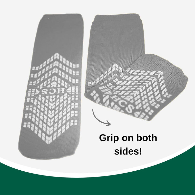 [Australia - AusPower] - HCS Hospital Socks (6 Pairs) - Non Slip Socks for Elderly, Fall Risk Patient Slippers - Non Skid Socks for Seniors - Hospital Socks with Grips for Women & Men Universal Grey 
