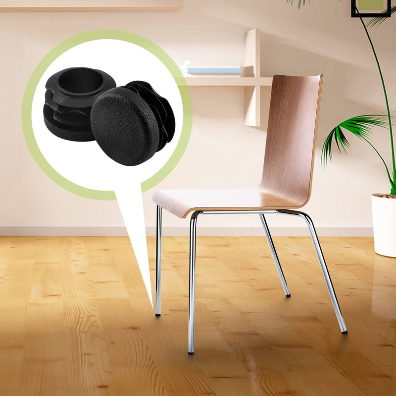 [Australia - AusPower] - 24 Pcs 1-1/8" Round Plastic Plug, Black Round Plastic End Cap Furniture Finishing Plug for Pipe Post, Chairs and Furniture 24 1-1/8 Inch 