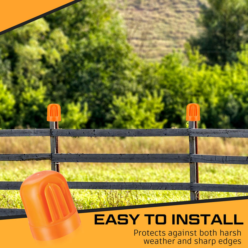 Juexica 25 Pcs T Post Rebar Caps Safe T Post Caps Rebar Safety Caps Orange T Post Topper Safety Orange for T Posts and U Posts for Wire and Tape Ends of Tent Stakes, Rebar, Pipe, Livestock Fencing