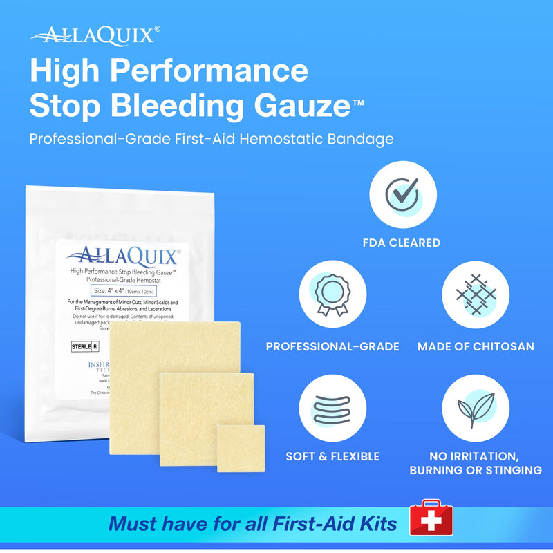 [Australia - AusPower] - High Performance Stop Bleeding Gauze - Large (2"x2"Square) - (3-Pack) Professional-Grade First-Aid Hemostatic Gauze (Blood Clotting Bandage) 2" x 2" Large (Pack of 3) 