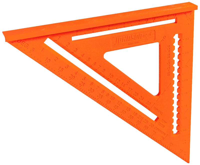 Johnson Level & Tool RAS-170B-ORA Structo-Cast Rafter Square, 12", Red, 1 Square (Pack of 3) 12 inch (Pack of 3)
