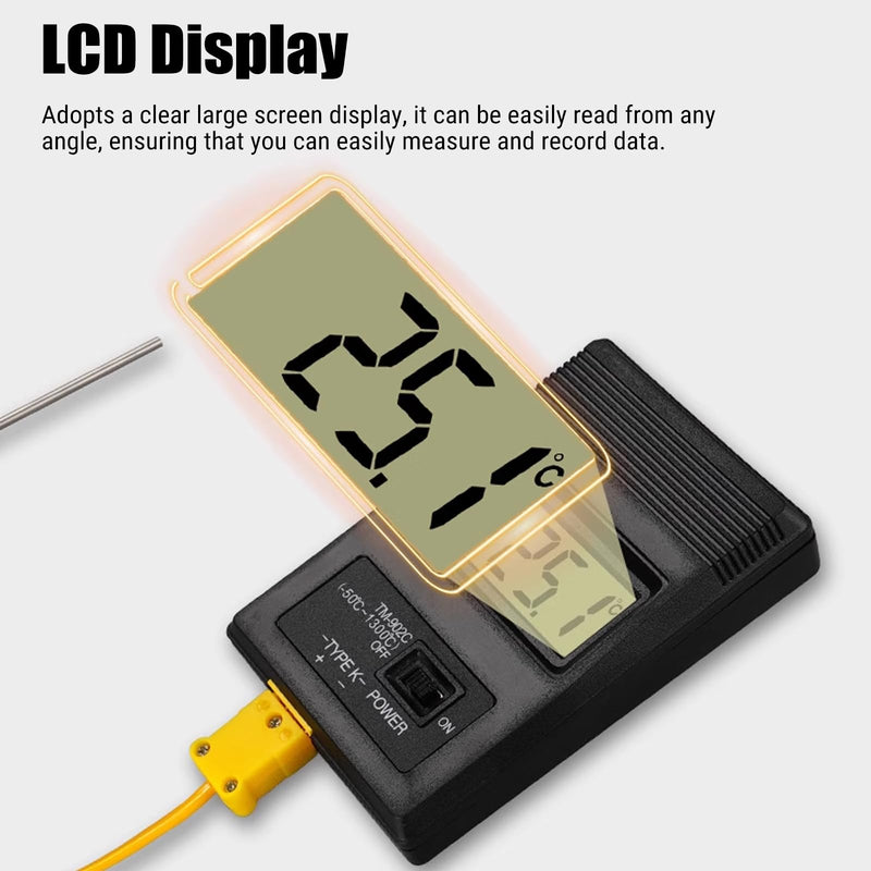 [Australia - AusPower] - Nimomo Thermocouple Thermometer, -50-1300 °C K-Type Digital Thermometer Temperature Meter with Sensor (-50-300 ℃), LCD Digital Temperature Meter for Fridge, Aquarium, HVAC, Industry 