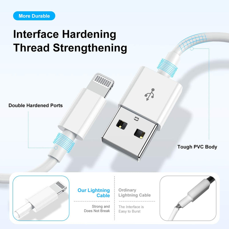 [Australia - AusPower] - 3ft iPhone Charger Apple MFi Certified, Apple Lightning to USB Cable 3 Feet,Fast Apple Charging Cable Cord 3 Foot for iPhone 14 Pro Max/13/13 Mini/13 Pro/12/11 Pro/11/XS MAX/XR/8/7/6s/5S/iPad 3PACK-Whites 