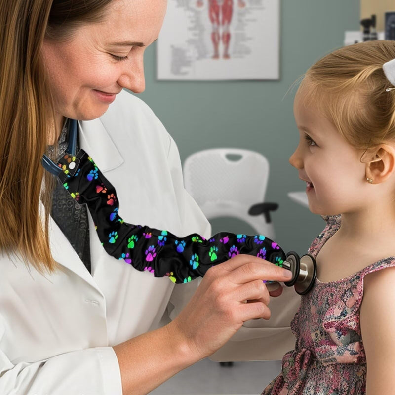 [Australia - AusPower] - Stethoscope Cover Dog Paw Stethoscope Accessories 2 Pack Stethoscope Cover Sleeve Cute Pattern Stretchy Stethoscope Protective and Decor Cover for Nurses Dog Paw Pattern 