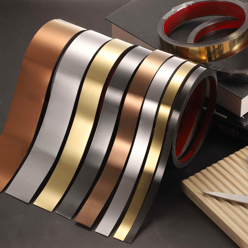 MECCANIXITY Silver Trim Peel and Stick, Self Adhesive Mirror Trim Border 13ft x 1.6" Stainless Steel Brushed Finish Molding Tape Strips for Mirror Frame Wall Cabinet Tile Edge Molding 13ft x 1.6" Brushed Silver