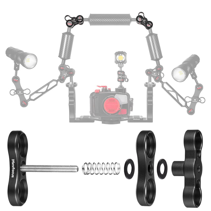 MINIFOCUS 2PCS 1'' Aluminum Ball Clamp Mount for Underwater Diving Light Arms Tray System, Photography Diving Camera, 360° Clip Adapter Bracket for Action Camera Flashlight Arms System 2 Pcs 2 Holes