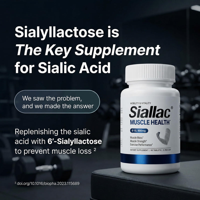 Muscle Health - Made in USA - Enhance Muscle Mass & Strength, Fast Workout Recovery, Reduce Fatigue & Boost Exercise Performance, 6-Sialyllactose (6-SL), 900mg, 90 Tablets (1 Pack) 90 Count (Pack of 1)