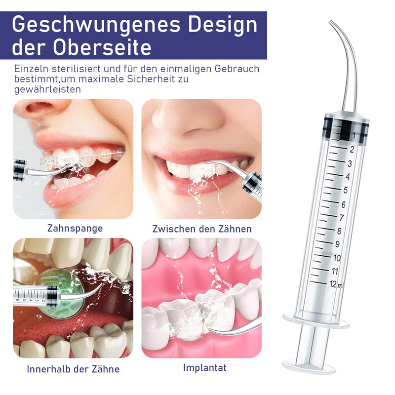 VEGCOO Pack of 15 Oral Dental Syringes, 12 ml Curved End Syringes for Dental Care, Pet Care