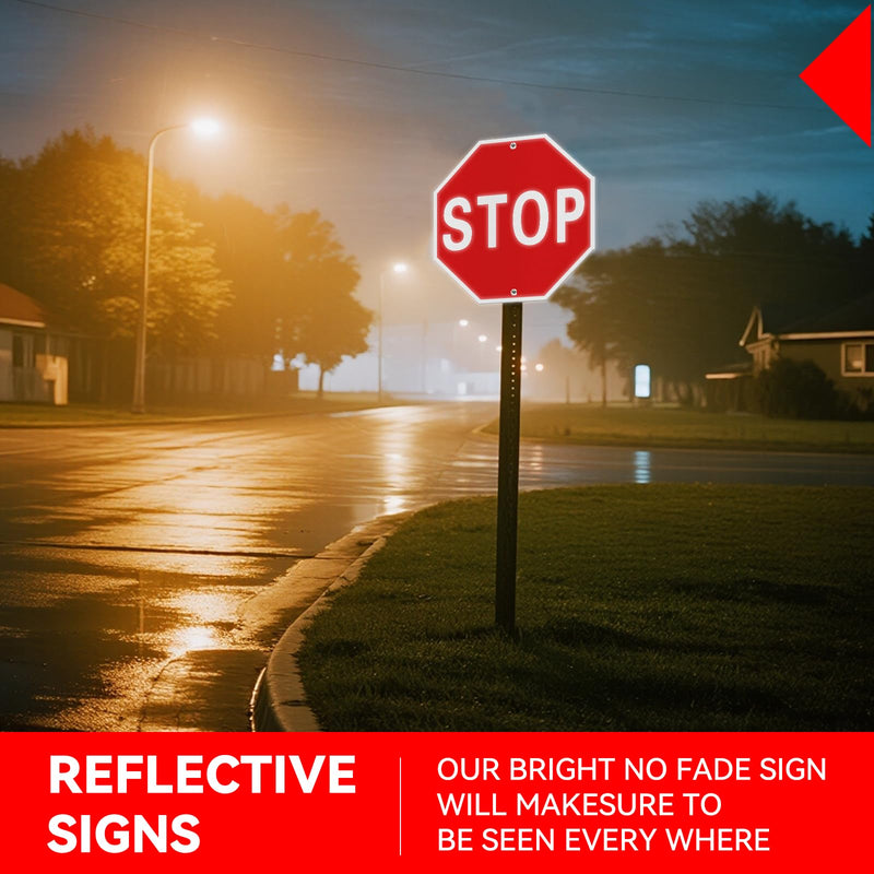 Stop Sign, 18 x 18 Inches Street Road Reflective Warning Signs, Rust Free Aluminum Sign, UV Protected and 2 Pre-drilled Holes