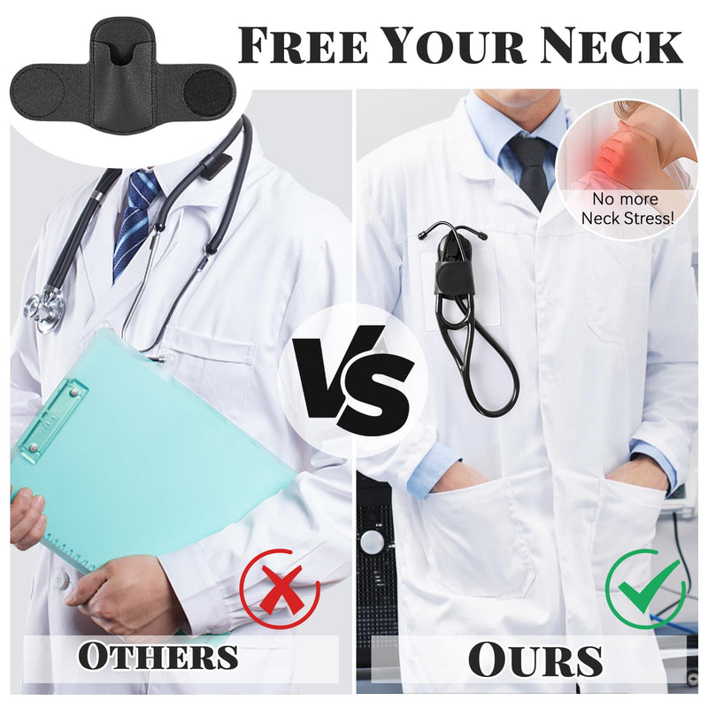 [Australia - AusPower] - Leather Stethoscope Holder Hip Clip, Stethoscope Hip Holder for Waist Belt, Clip-on Stethoscope Holder for Physicians Nurses (black) black 