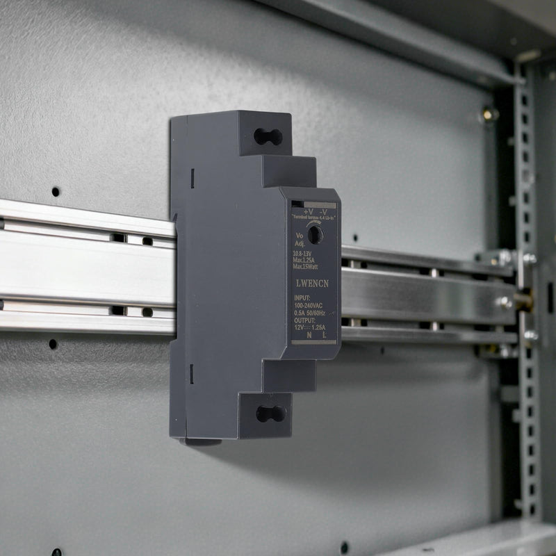 DIN Rail Power Supply, DIN Rail Power Supply 12 V DC 1.25 A 15 W | HDR-15-12, input 100-240V AC, switching power supply for industrial automation, building technology, home 12 V 1.25 A