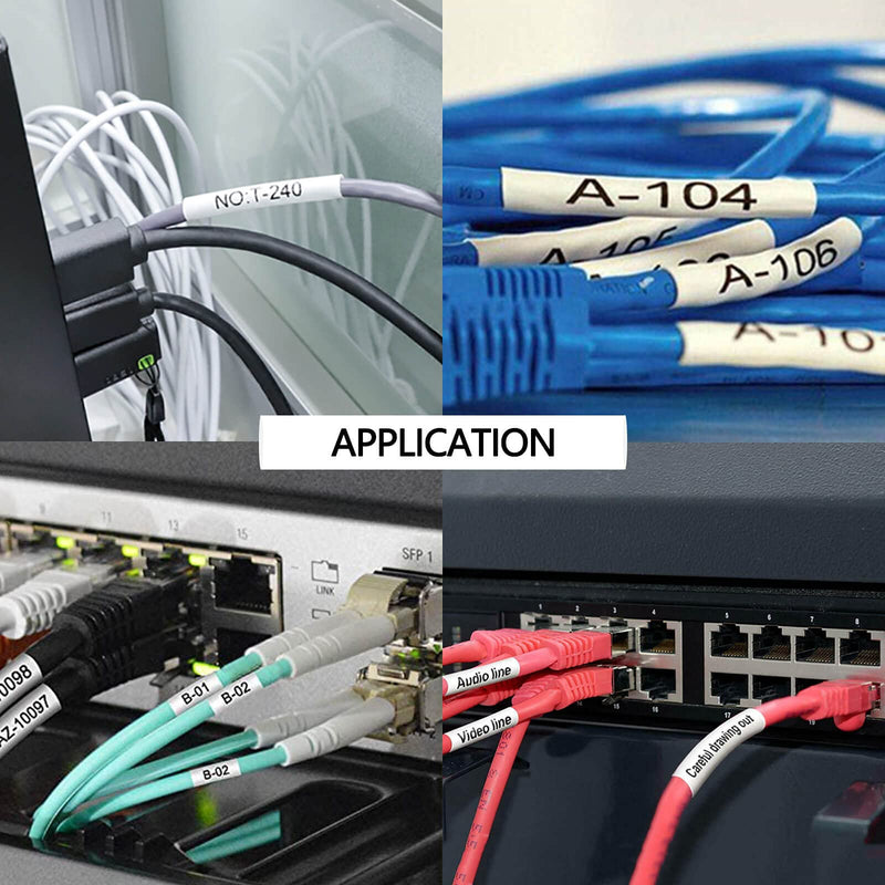 6 Pack Compatible for Brother Ptouch HSe-241 HS-241 AHS-241 17.7mm TZe White Heat Shrink Tube Label Tape for PT-E500 PT-E550W PT-D600 PT-P710BT P750W D800W, 3/4 inch x 4.9 feet Black on White