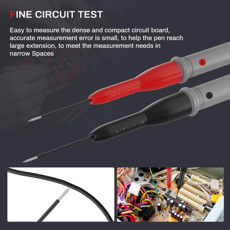 [Australia - AusPower] - 4 Pack 2mm Extended Needle Test Probes, 600v/10a Non-Destructive Multimeter Test Probe for Leads Tl71 Tl75,Multimeter Needle Probes 