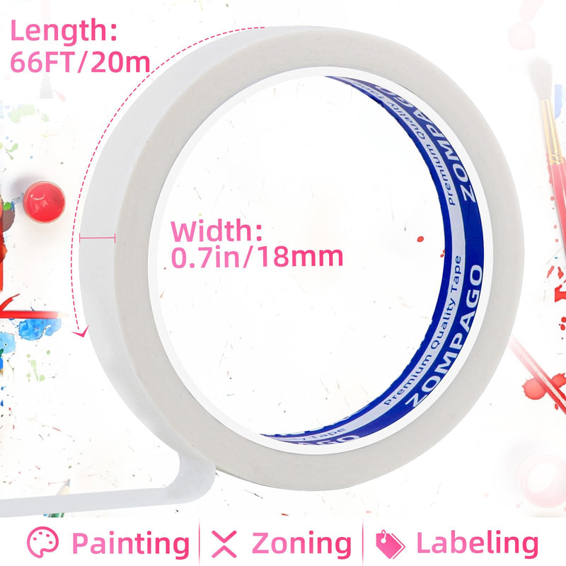 ZOMPAGO Beige Painters Tape 0.7in x 164FT - Premium Masking Tape for Painting,Arts & Crafts, DIY - Clean Release Paint Tape for Walls, Delicate Surfaces & Automotive - Paint Supplies & Painting Tools 0.7 In x 66FT