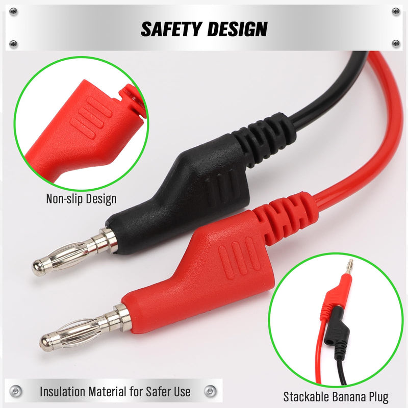 [Australia - AusPower] - SWANLAKE 2-Piece Dual-Ended Banana Plug Test Leads, 1000V 15A 3.5ft/1M Multimeter Electrical 4mm Banana-Plug, Flexible Copper Banana Cable, Electrical Test Wires 