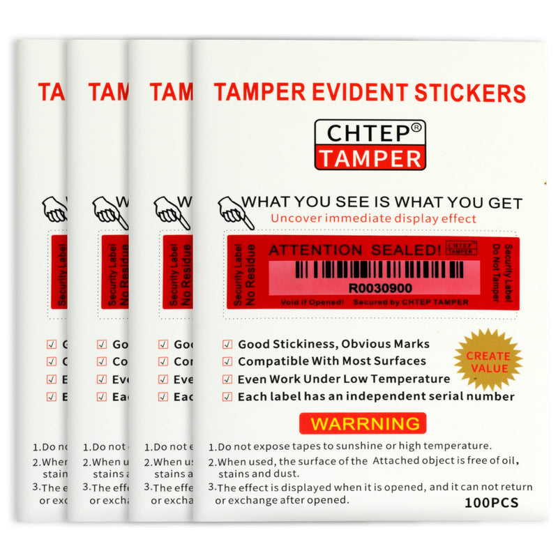 ChtepTamper Tamper-Evident Security Labels, Red, 1x3.54 inches | 100 Pieces, No Transfer, Serial Number, Goods Shipping, Privacy Protection