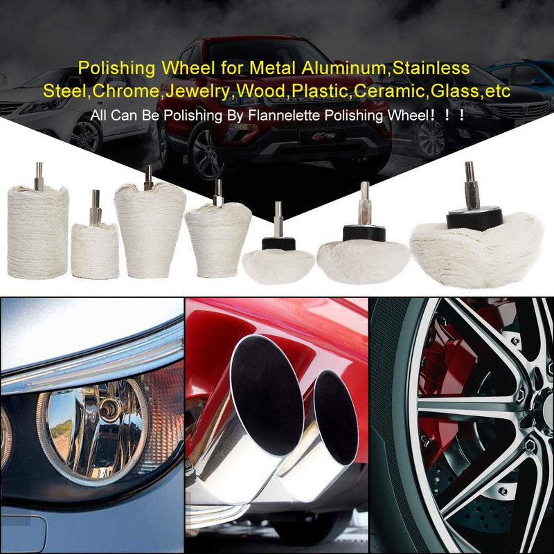 Buffing Wheel for Drill,8 pcs Buffing Pad Polishing Wheel Kits,Wheel Shaped Polishing Tool for Metal Aluminum,Stainless Steel,Chrome,Jewelry,Wood,Car,Ceramic,Glass,etc