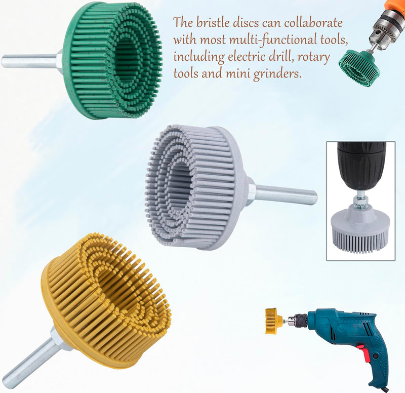 [Australia - AusPower] - 2 Inch Bristle Disc Grit Abrasive Bristle Disc, 6 Pieces Roloc Bristle Disc Grade 50# 80# 120# with 1/4 Inch Shank Abrasive Coating Removal Disc for Metal 