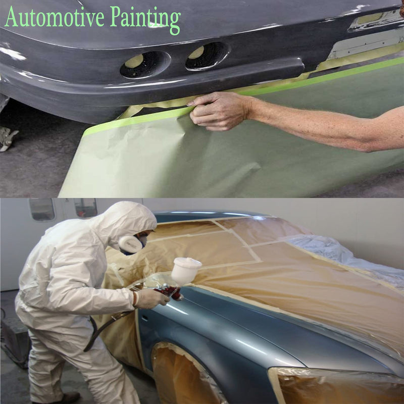 [Australia - AusPower] - Masking Paper, paint masking, 2 Pack Automotive Paint Paper Roll with Tape, Tape and Drape for Painting, Assorted Paint Masking Paper for Car and Furniture (Unfold 18 inch Width X 100 ft Long) 
