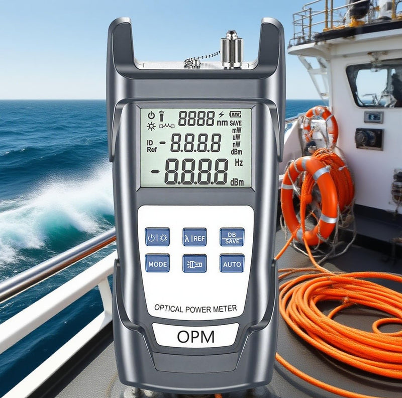 Fiber Optic Cable Tester & Power Meter - Portable Optical Light Meter with FC/SC/ST/LC Interfaces, (-70) dBm to (+10) dBm Range, 10 Wavelengths, LED Display - for Network Installation & Maintenance