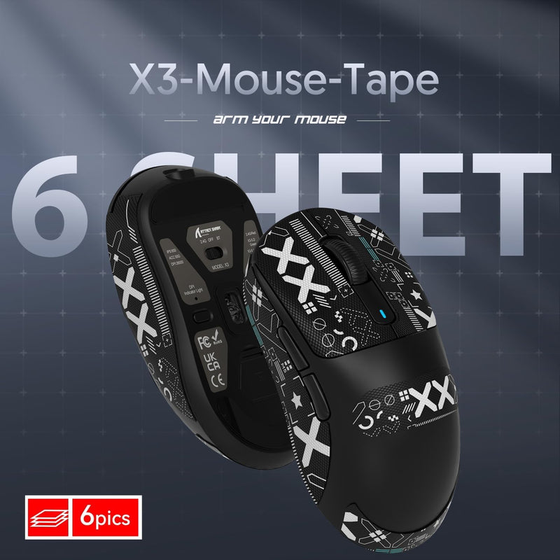 Mouse Anti Slip Grip Tape, Pre-Cut Universal Griptape for Superlight Wireless Gaming Mouse Skins, Sweat Resistant, Elastics Refined Side Grips, Easy to Apply, Ultra-thin 0.5mm (0.02in) - Black Black & White